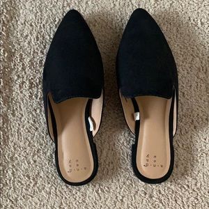 Black Slip On Mules (Size 6.5w)